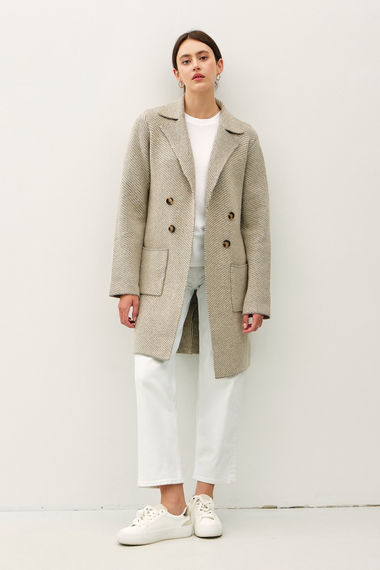 Texture Stripe Sweater Coat Uptown Casuals