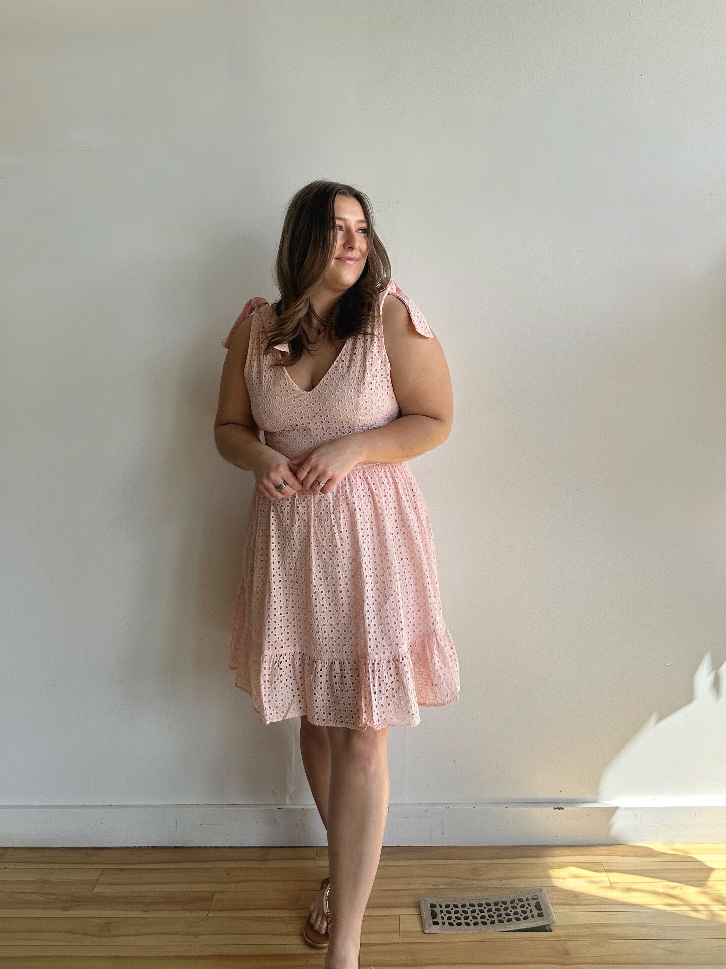 Embroidered Eyelet Ruffle Dress