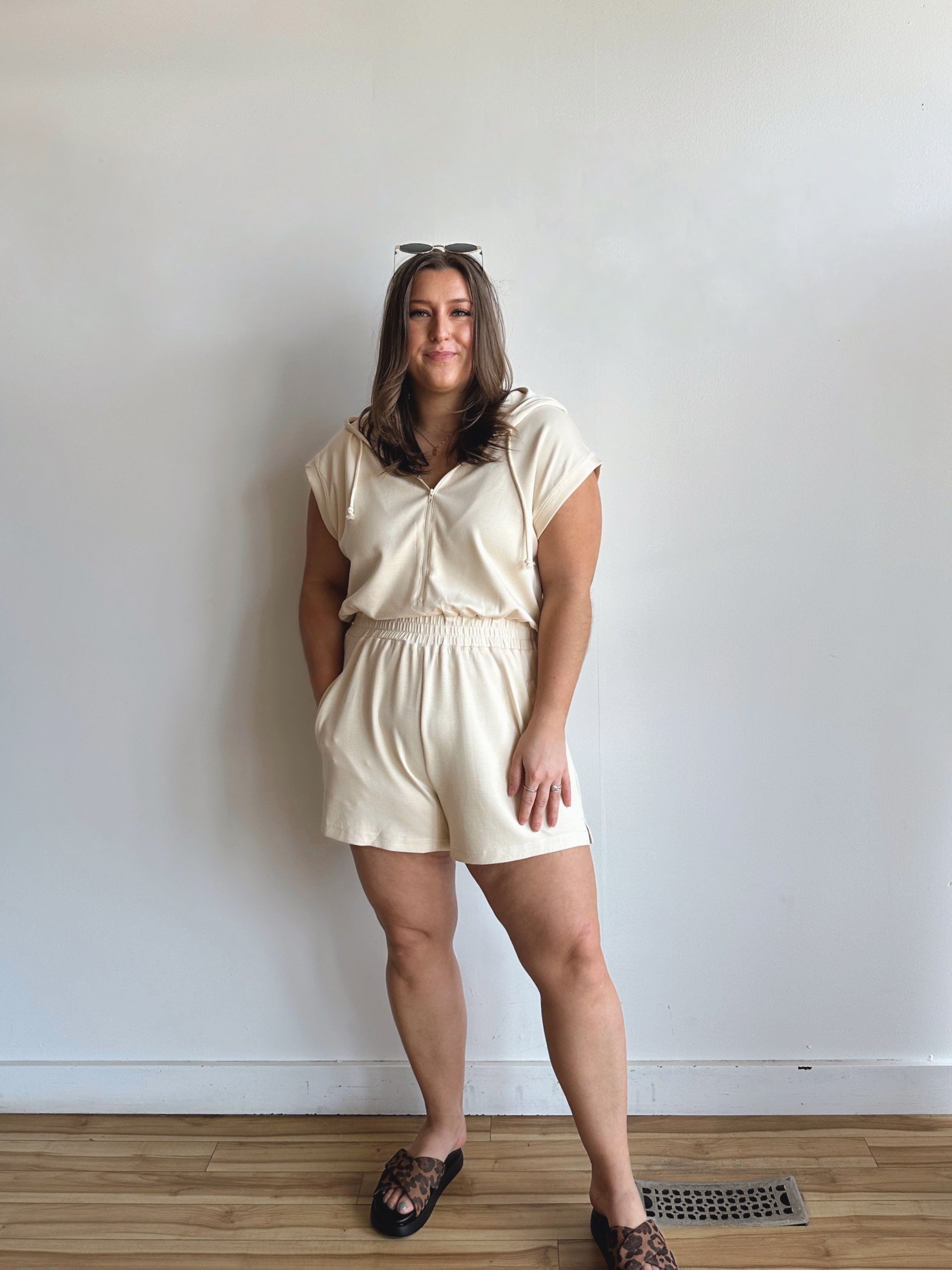 Casual Zip Hooded Romper