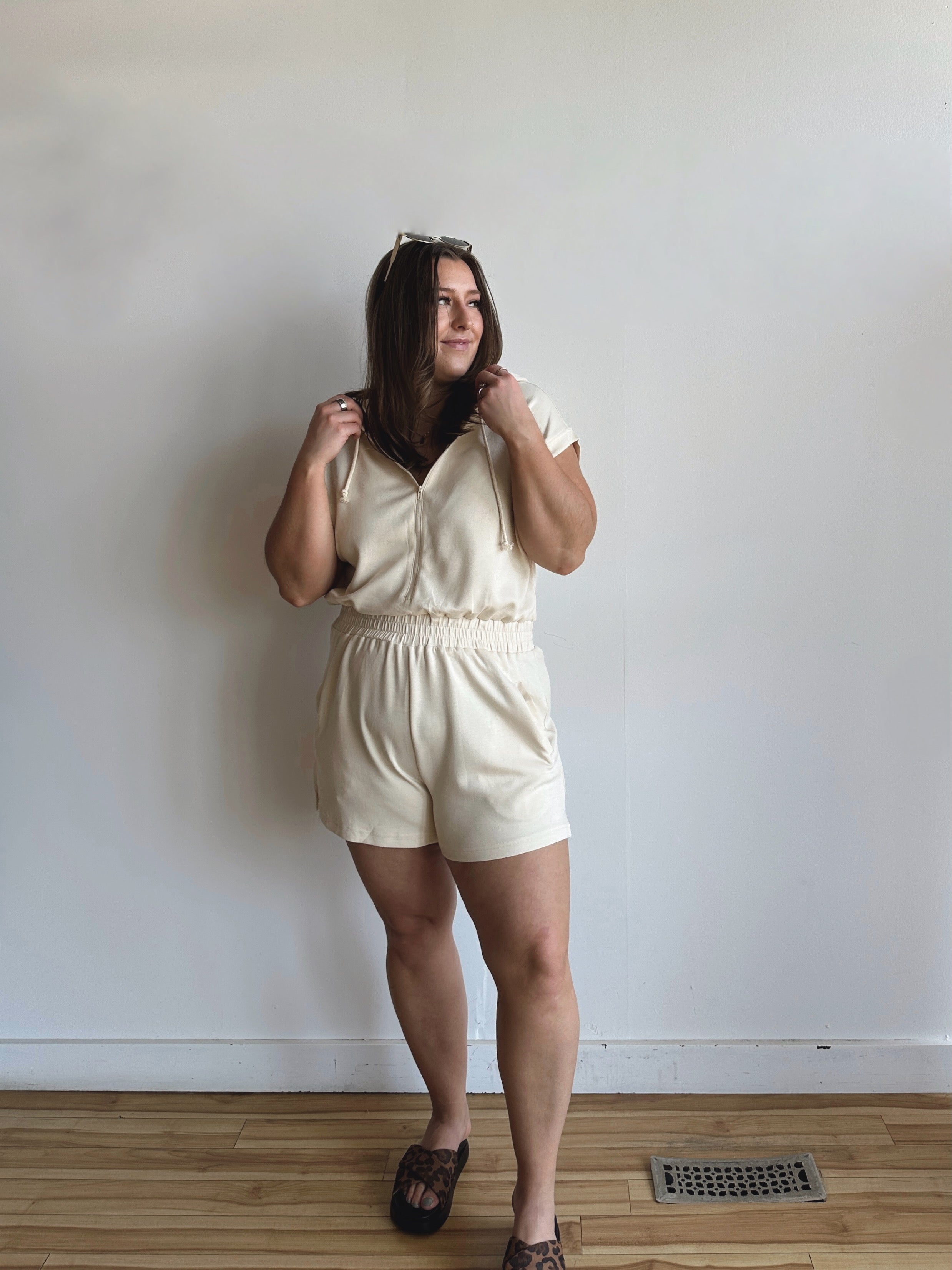 Casual Zip Hooded Romper