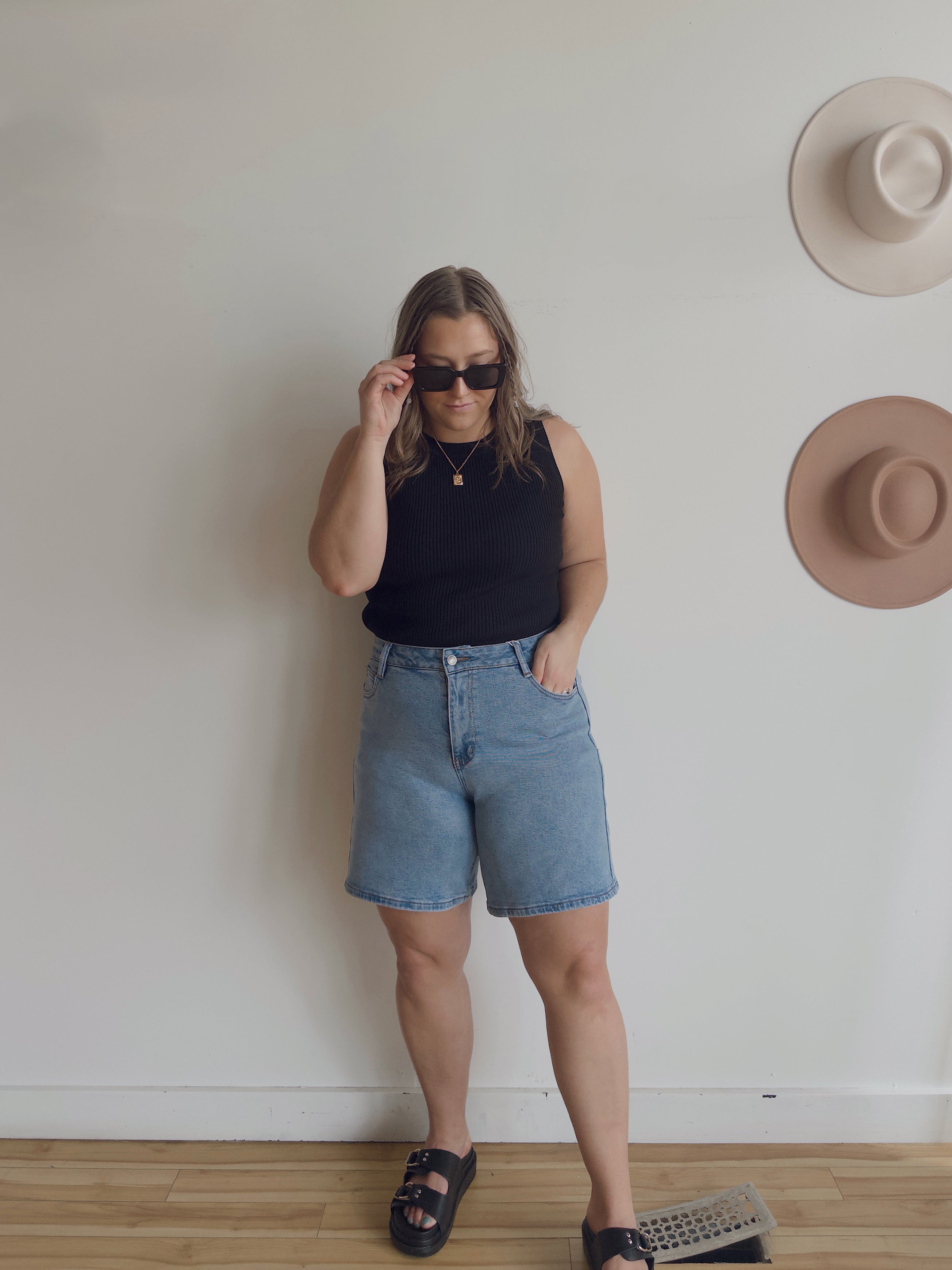 High rise bermuda shorts hotsell