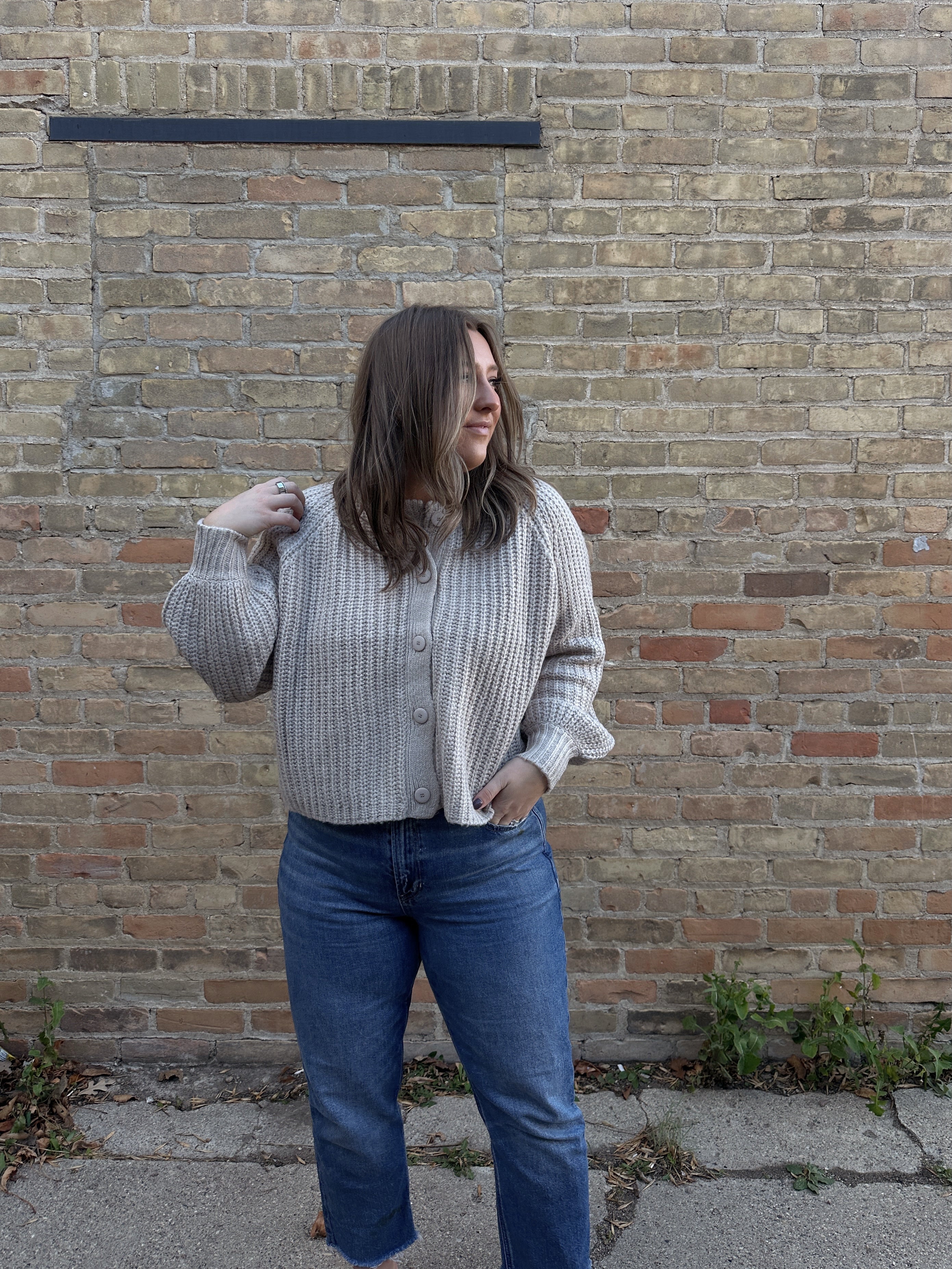 Button Ribbed Sweater Cardigan