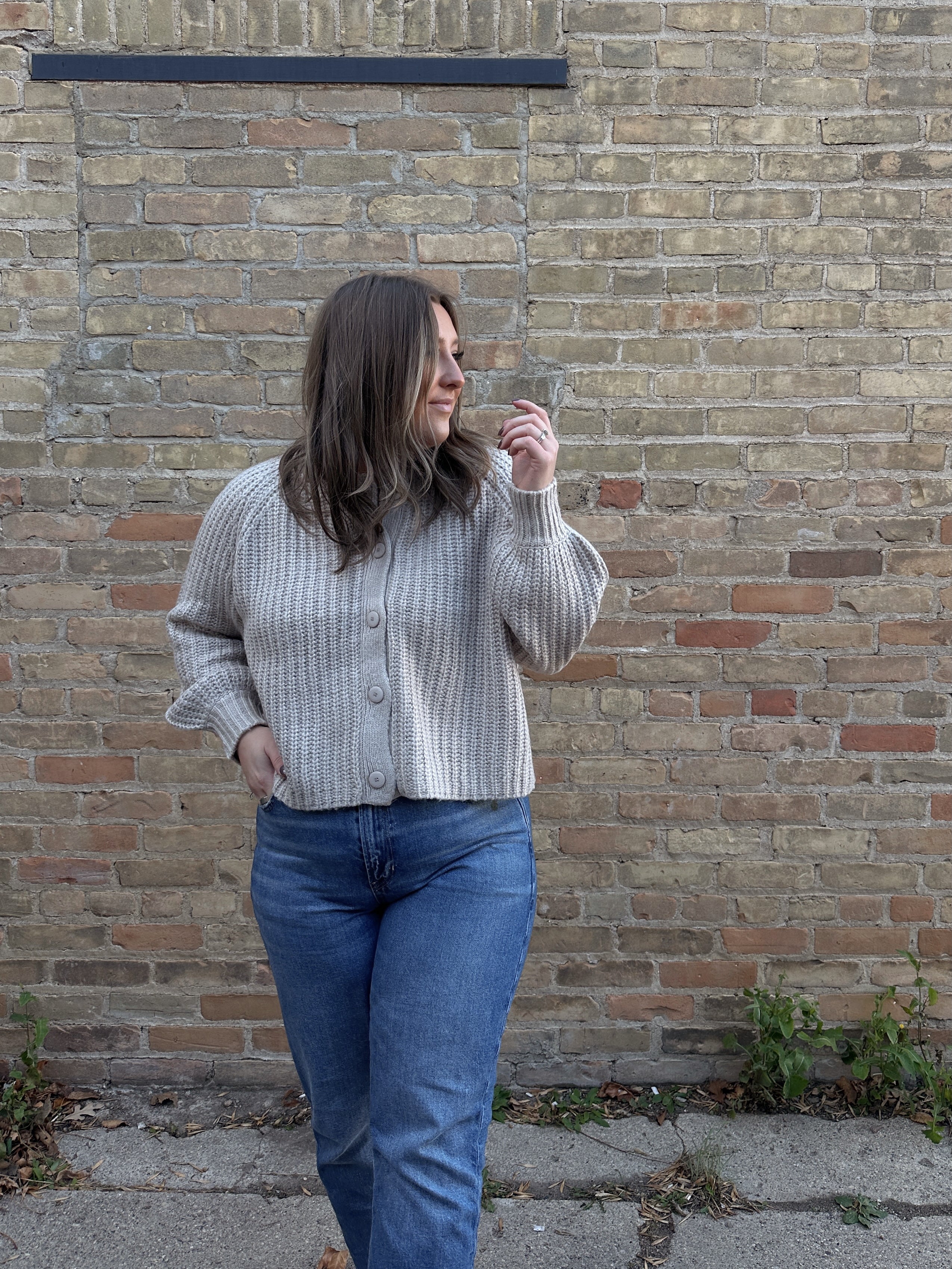 Button Ribbed Sweater Cardigan